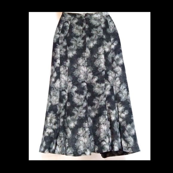 Jones New York Skirt Charcoal Floral Abstract 4P - Picture 2 of 3